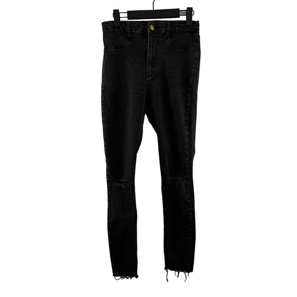 Womens Black Skinny Distressed Jeans Size 6 by Zara